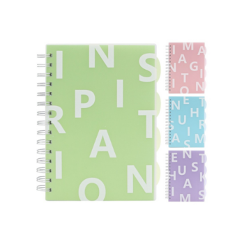 Poznámkový blok A5 so špirálou, PVC obálkou a 4 záložkami