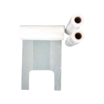 Biele mikroténové tašky 5 kg na rolke, balenie 200 kusov