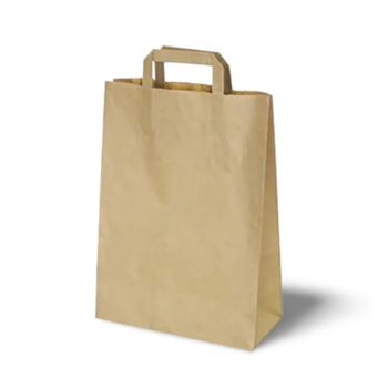 Papierové tašky hnedé s plochým uškom a priestorovým dnom, balenie 50 kusov
