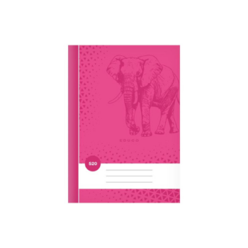Ružový školský zošit 520 A5 bez liniek s motívom slona.