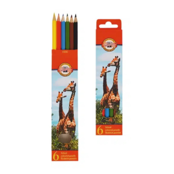 Pastelky KOH-I-NOOR sada 6 ks školských drevených farbičiek v papierovej krabičke