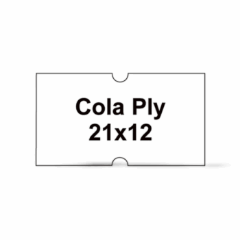 Biele hranaté cenové etikety COLA PLY 21x12 mm na kotúči, 1250 ks, vhodné na označovanie tovaru.