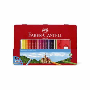 Farebné ceruzky Faber-Castell 48 farieb s príslušenstvom v plechovej darčekovej krabičke