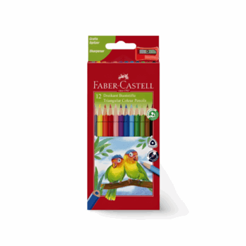 Pastelky Faber-Castell – súprava 12 trojhranných farieb so strúhadlom