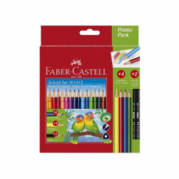 Súprava 18 trojhranných farebných ceruziek Faber-Castell s príslušenstvom