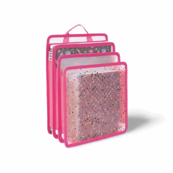 Zakladač do aktovky Pink s priehradkami na knihy a školské potreby, formát A4, pevný tvar pre lepšiu organizáciu v batohu.