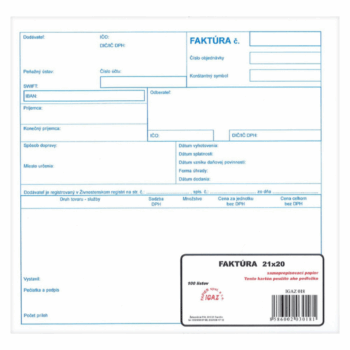 samoprepisová faktúra 21×20 – daňový doklad so samoprepisom, 100 listov