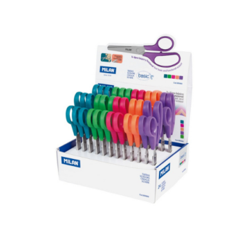 Detské nožnice Milan 133 mm s plastovou rukoväťou a zaoblenými hrotmi.