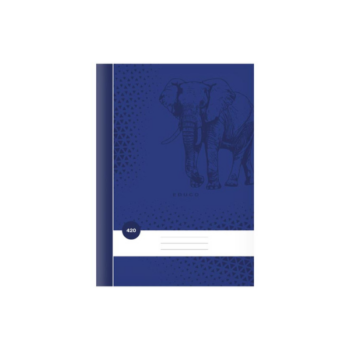 Modrý školský zošit 420 A4 bez liniek s motívom slona.