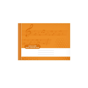 Notový zošit A5 na šírku v oranžovej farbe na zapisovanie nôt.